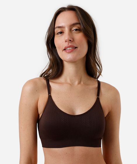 sutiã texturizado com bojo removível e sem costura delrio marrom