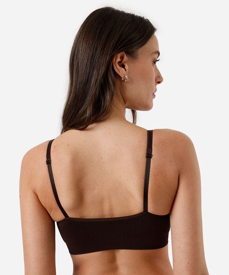 sutiã texturizado com bojo removível e sem costura delrio marrom