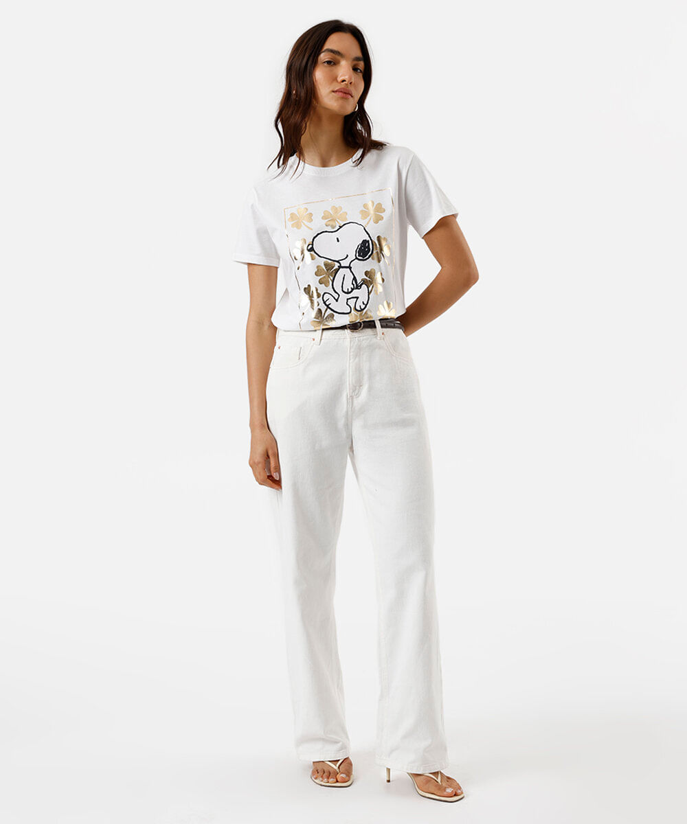 camiseta feminina snoopy off white