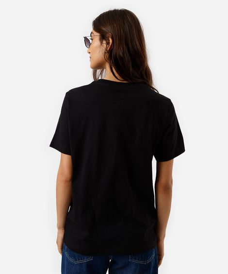 camiseta feminina de algodão oasis preta