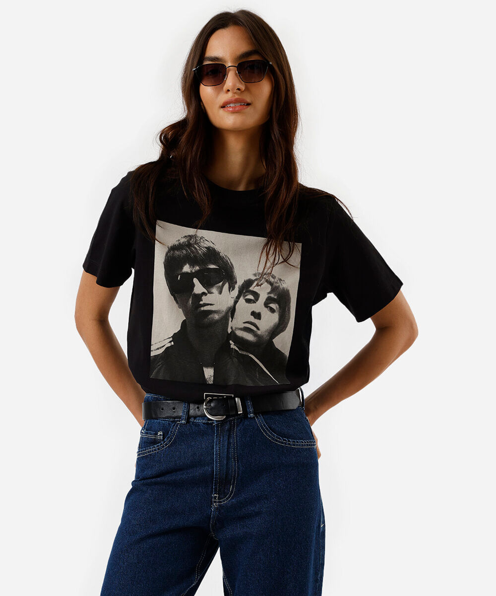 camiseta feminina de algodão oasis preta