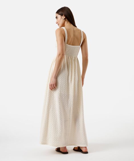 vestido midi alça fina feminino de laise  off white