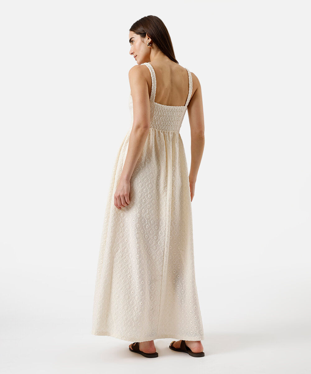 vestido midi alça fina feminino de laise  off white