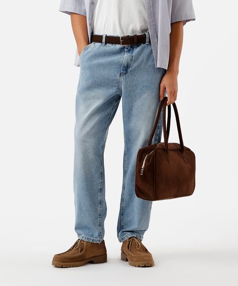 calça reta chino masculina jeans azul