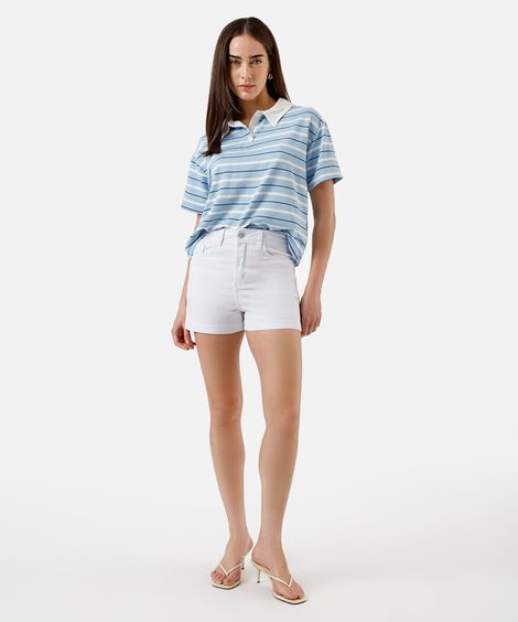 short hot pant feminino de sarja branco