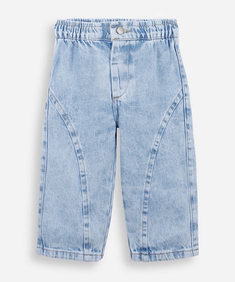 calça baggy infantil em jeans azul