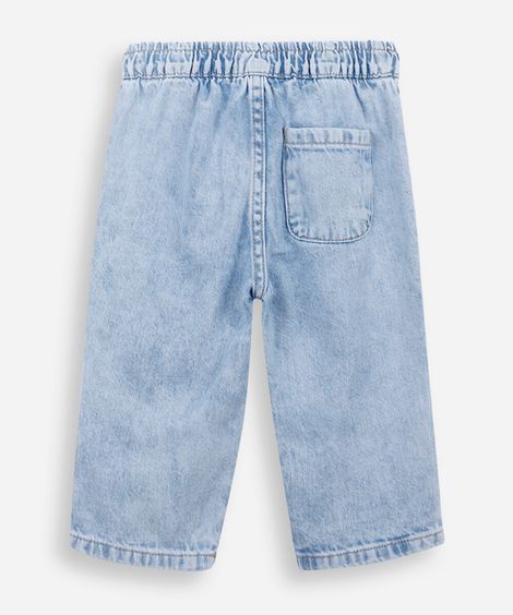 calça baggy infantil em jeans azul