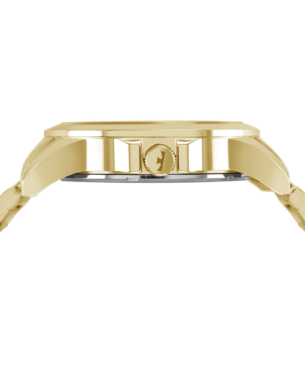 kit relógio masculino technos analógico calendário 2115mpisk4a dourado