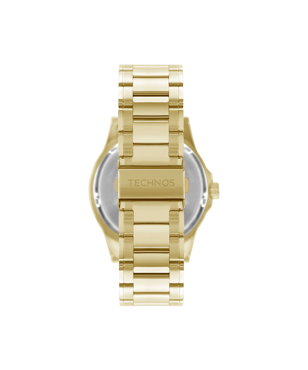 kit relógio masculino technos analógico calendário 2115mpisk4a dourado