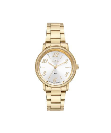 kit relógio feminino technos analógico 2035nank1k dourado