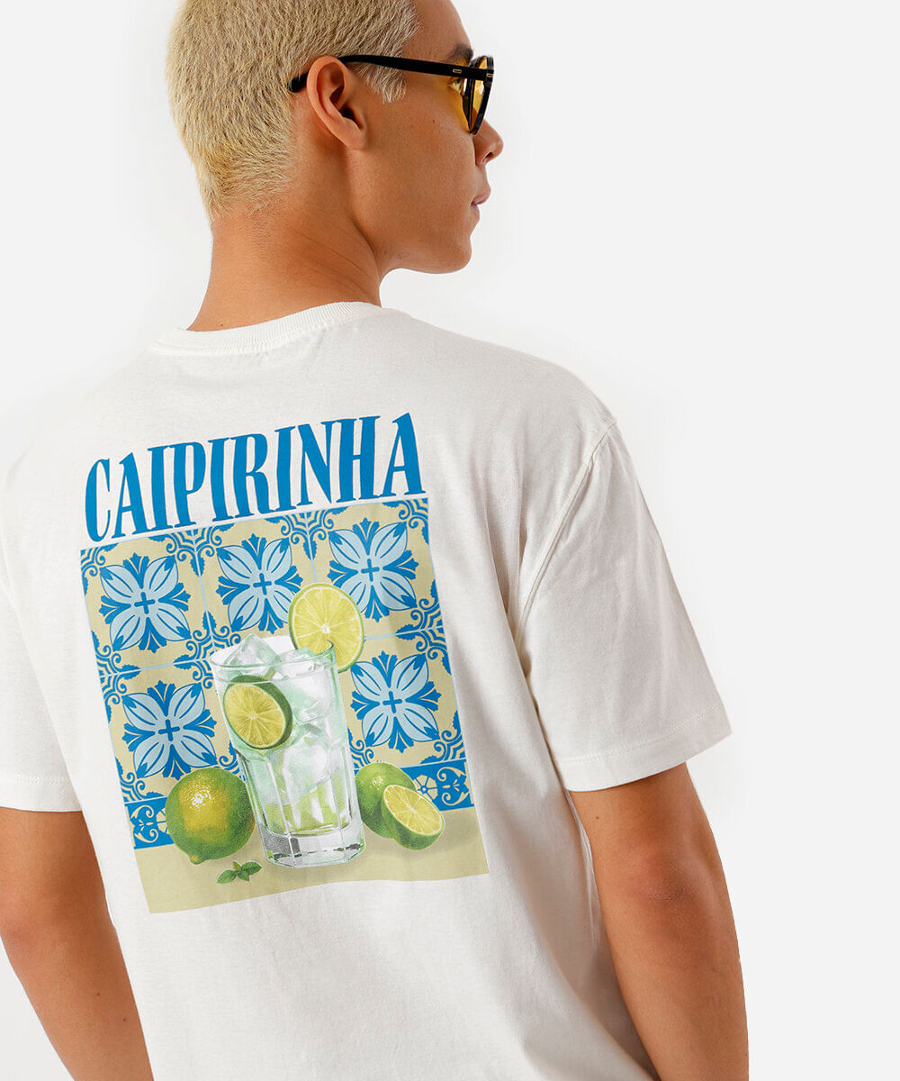 camiseta masculina de algodão caipirinha off white