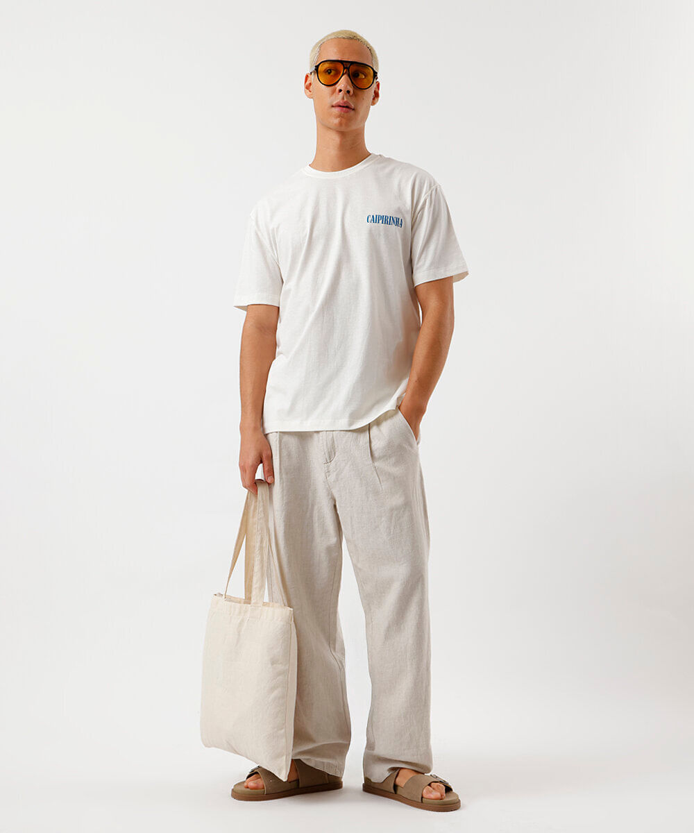 camiseta masculina de algodão caipirinha off white