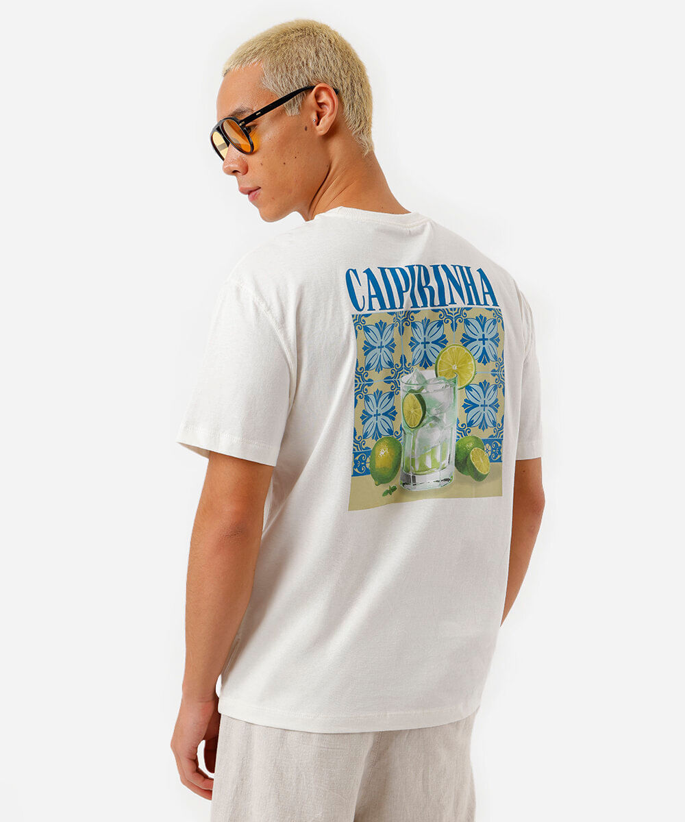 camiseta masculina de algodão caipirinha off white