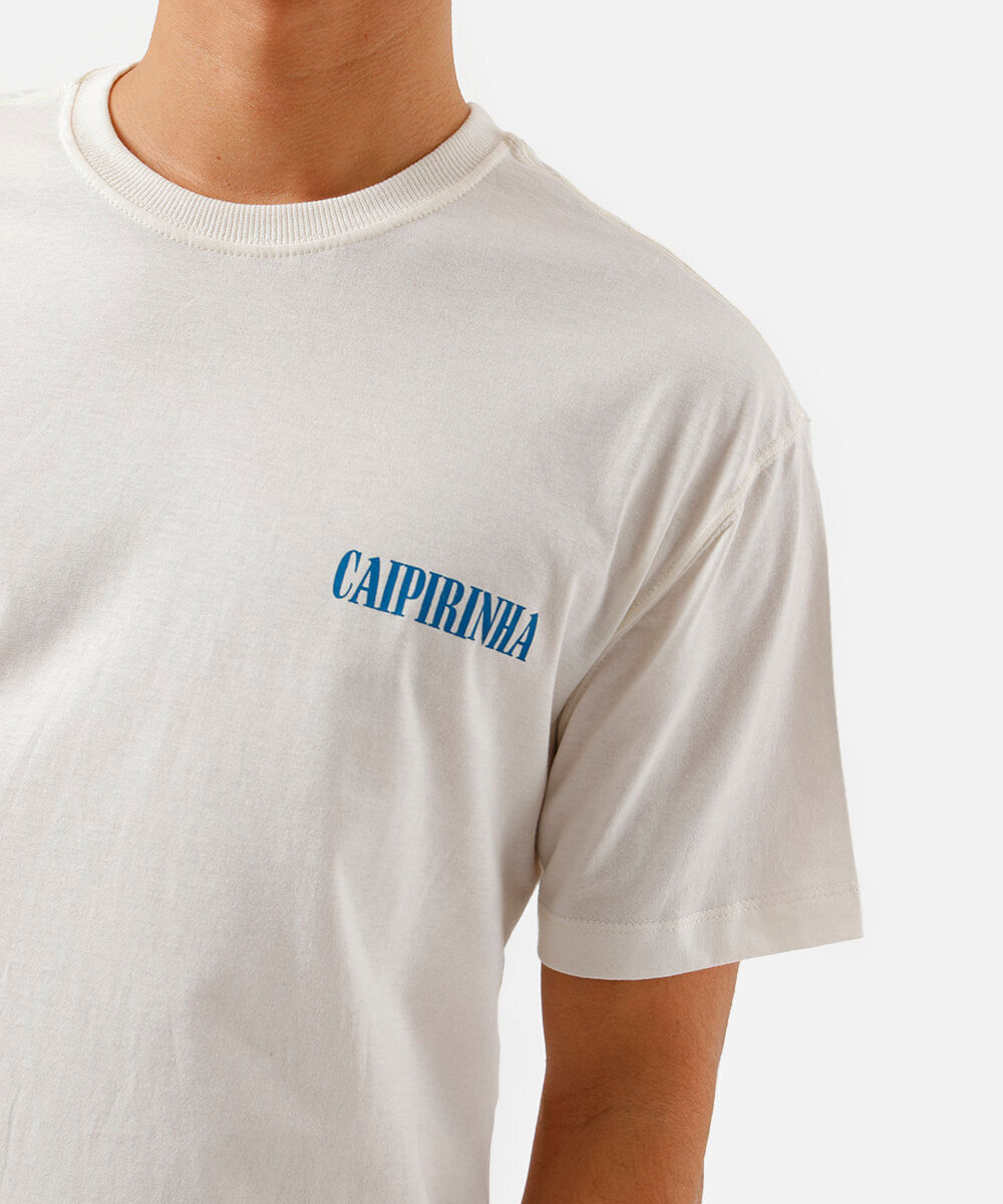 camiseta masculina de algodão caipirinha off white