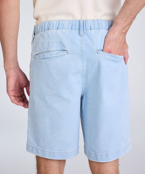 bermuda reta masculina jeans com bolso chino azul