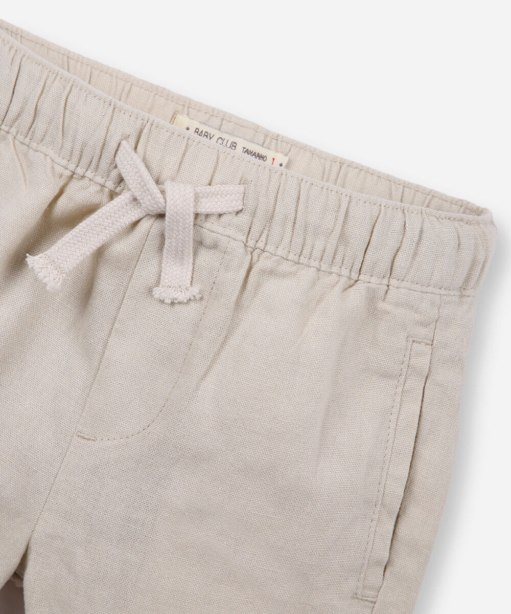 bermuda infantil em linho e viscose bege