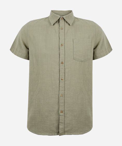 camisa juvenil de algodão com bolso texturizada verde