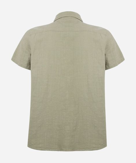 camisa juvenil de algodão com bolso texturizada verde