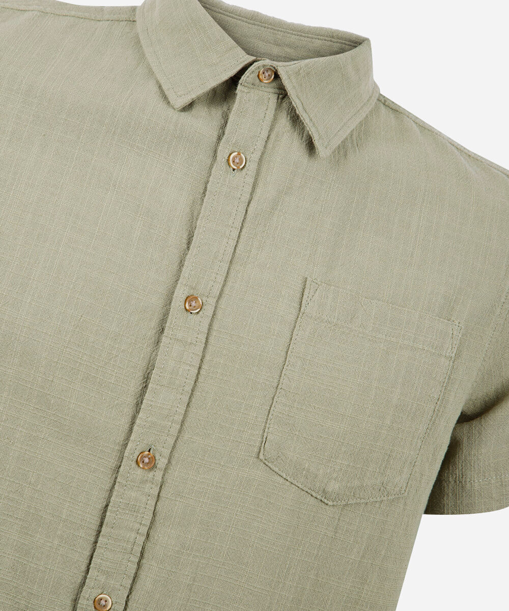 camisa juvenil de algodão com bolso texturizada verde