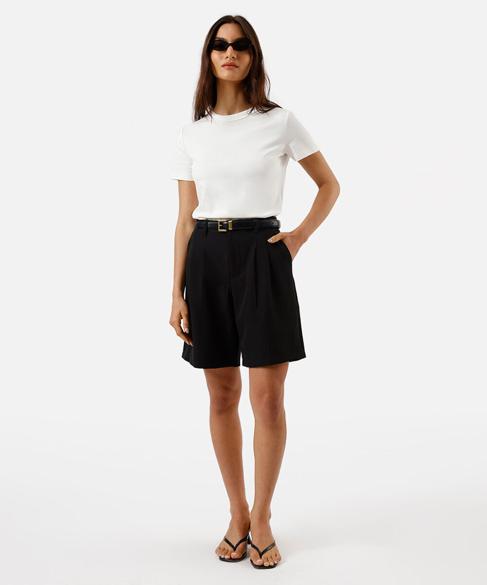 camiseta feminina manga curta regular off white