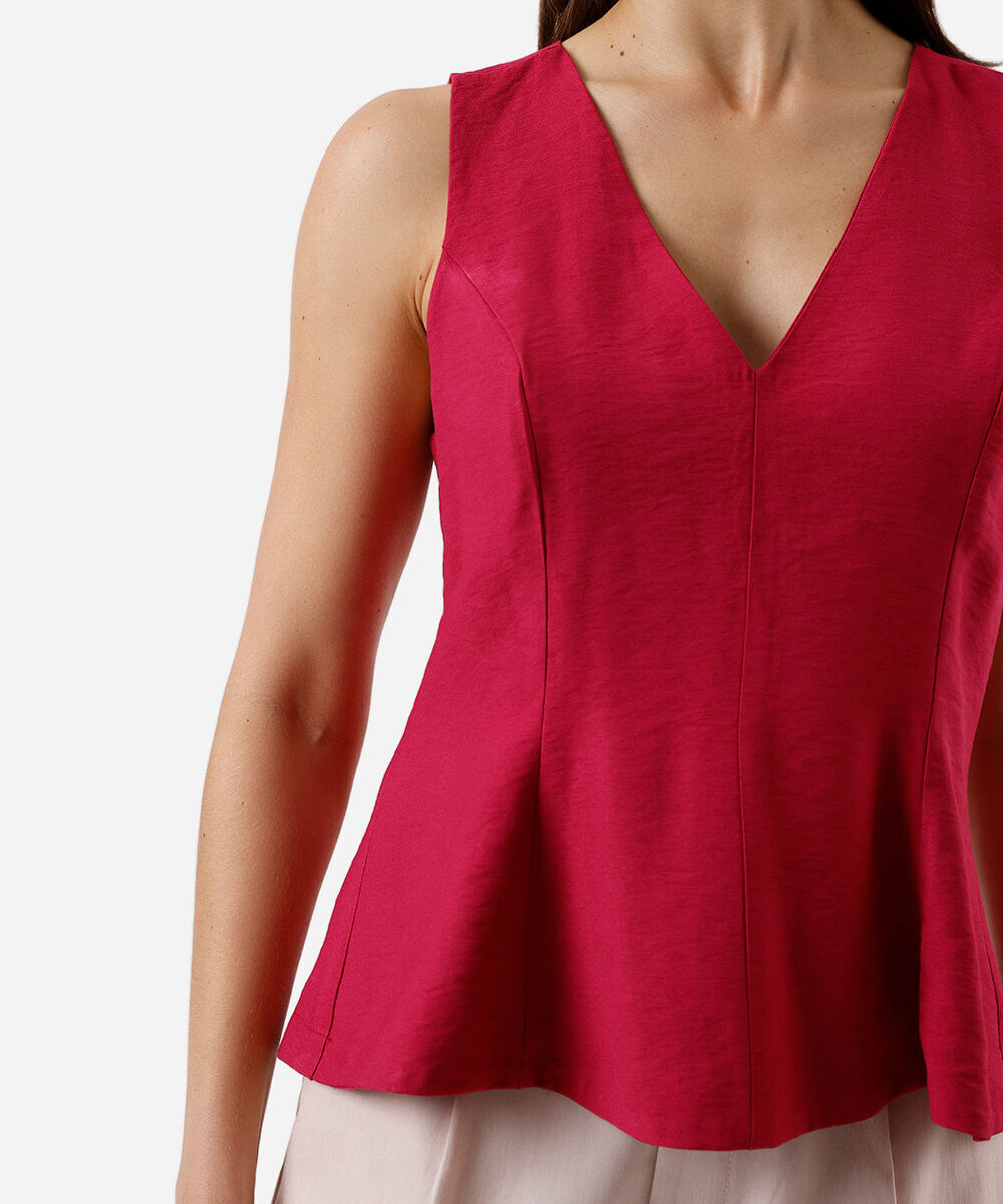 regata peplum feminina de viscose decote v rosa