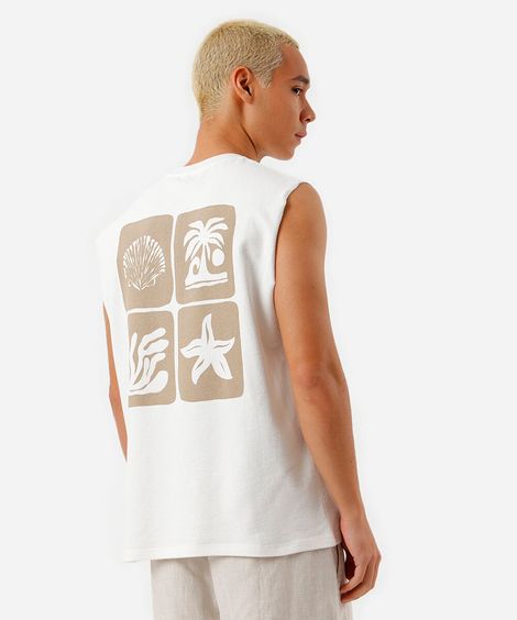 regata masculina machão estampada off white