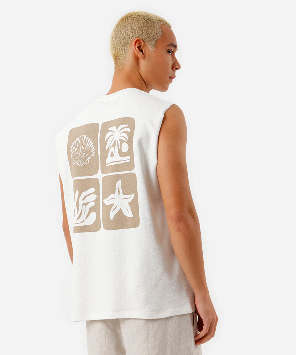 regata masculina machão estampada off white