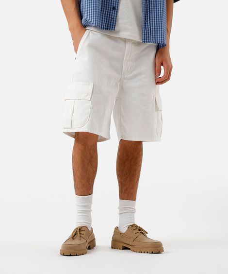 bermuda cargo masculina de sarja off white