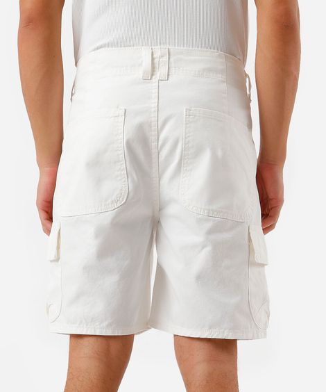 bermuda cargo masculina de sarja off white