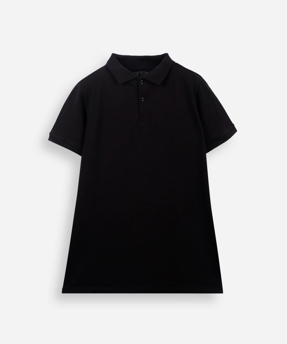 polo juvenil básica preta