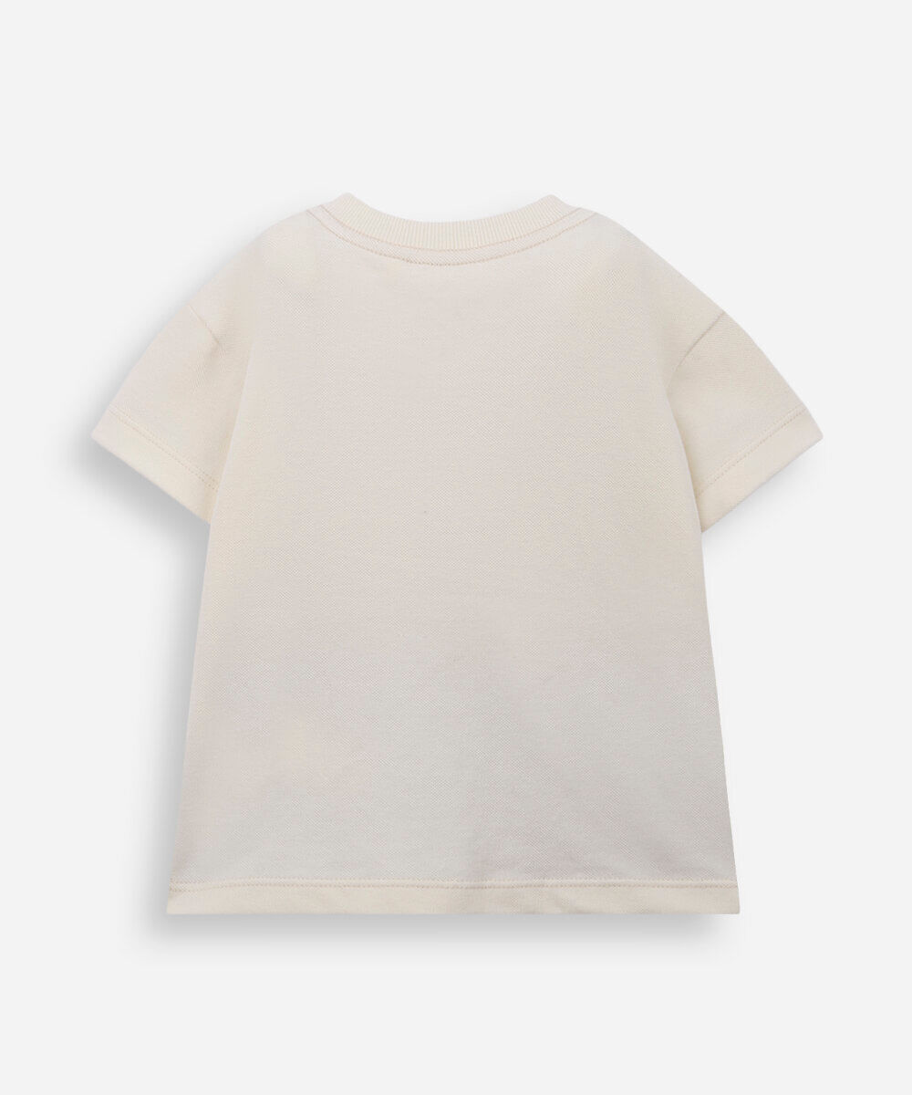 camiseta infantil de algodão mangas curtas listrada marrom