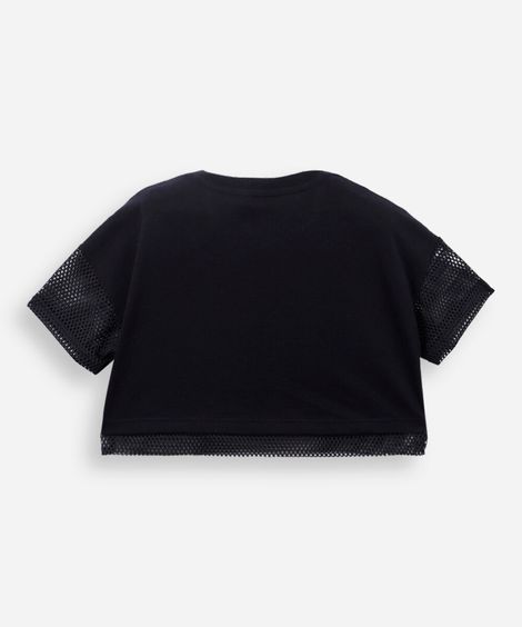 blusa infantil tela mangas curtas preta