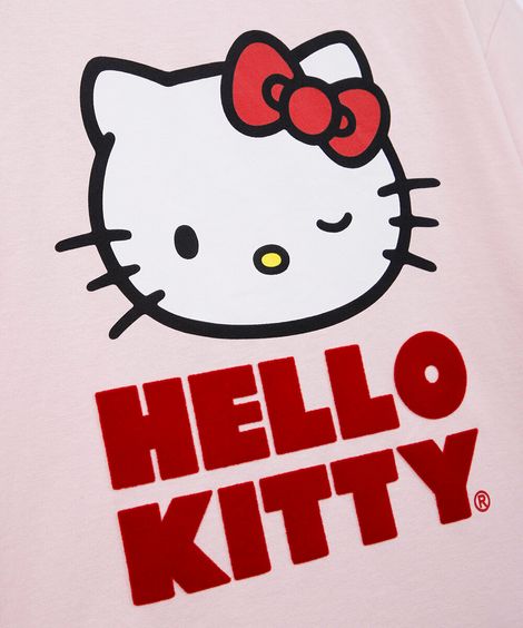 camiseta infantil em algodão hello kitty rosa