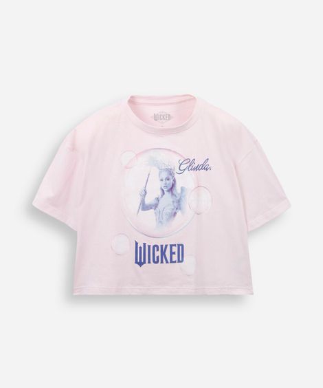 cropped oversized juvenil em algodão rosa