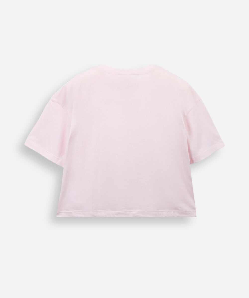 cropped oversized juvenil em algodão rosa