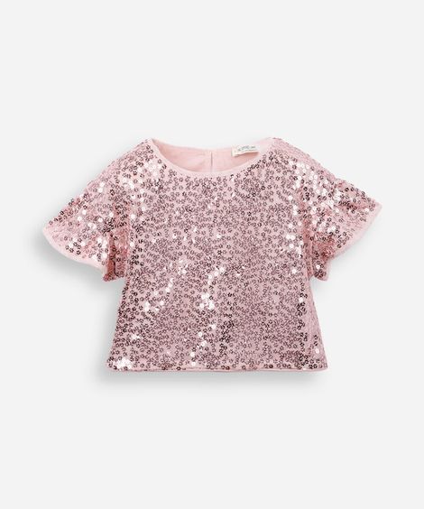 blusa infantil de paetê rosa