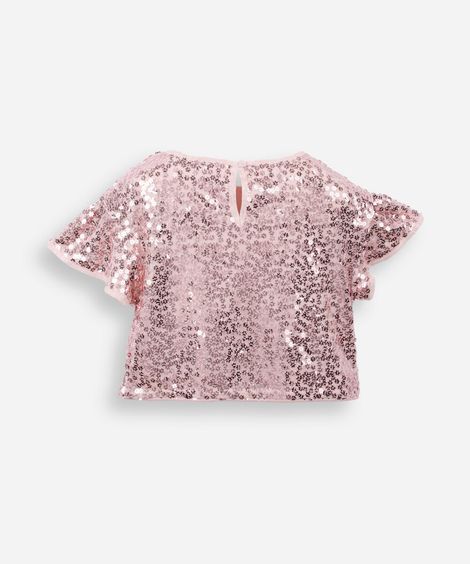blusa infantil de paetê rosa