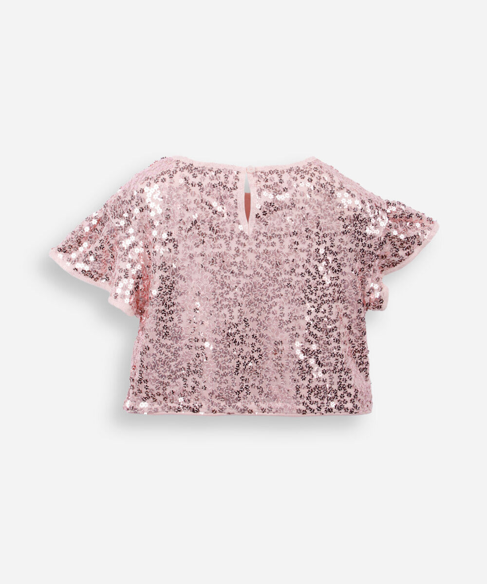 blusa infantil de paetê rosa