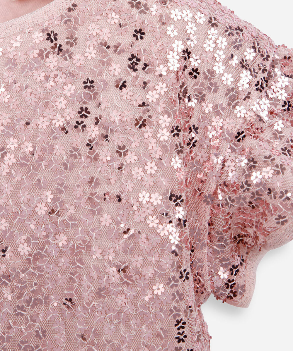 blusa infantil de paetê rosa