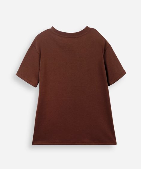 camiseta infantil de algodão peruano marrom