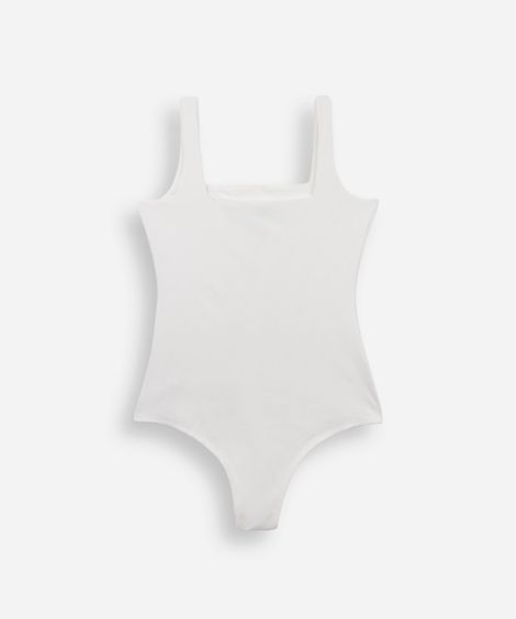 body infantil de poliamida decote quadrado off white