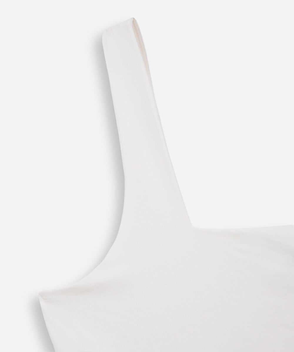 body infantil de poliamida decote quadrado off white