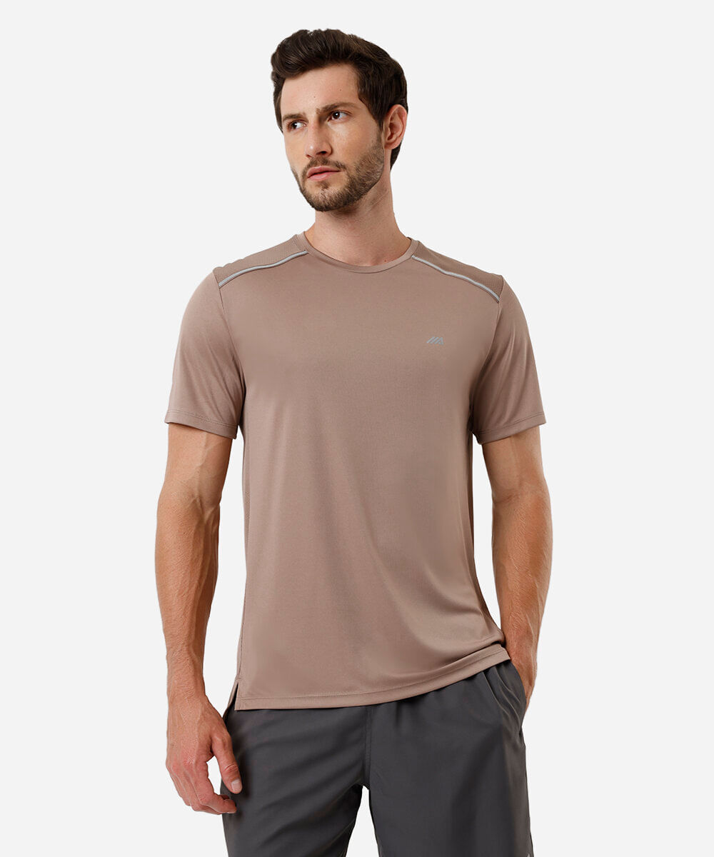 camiseta masculina esportiva refletivos manga curta marrom