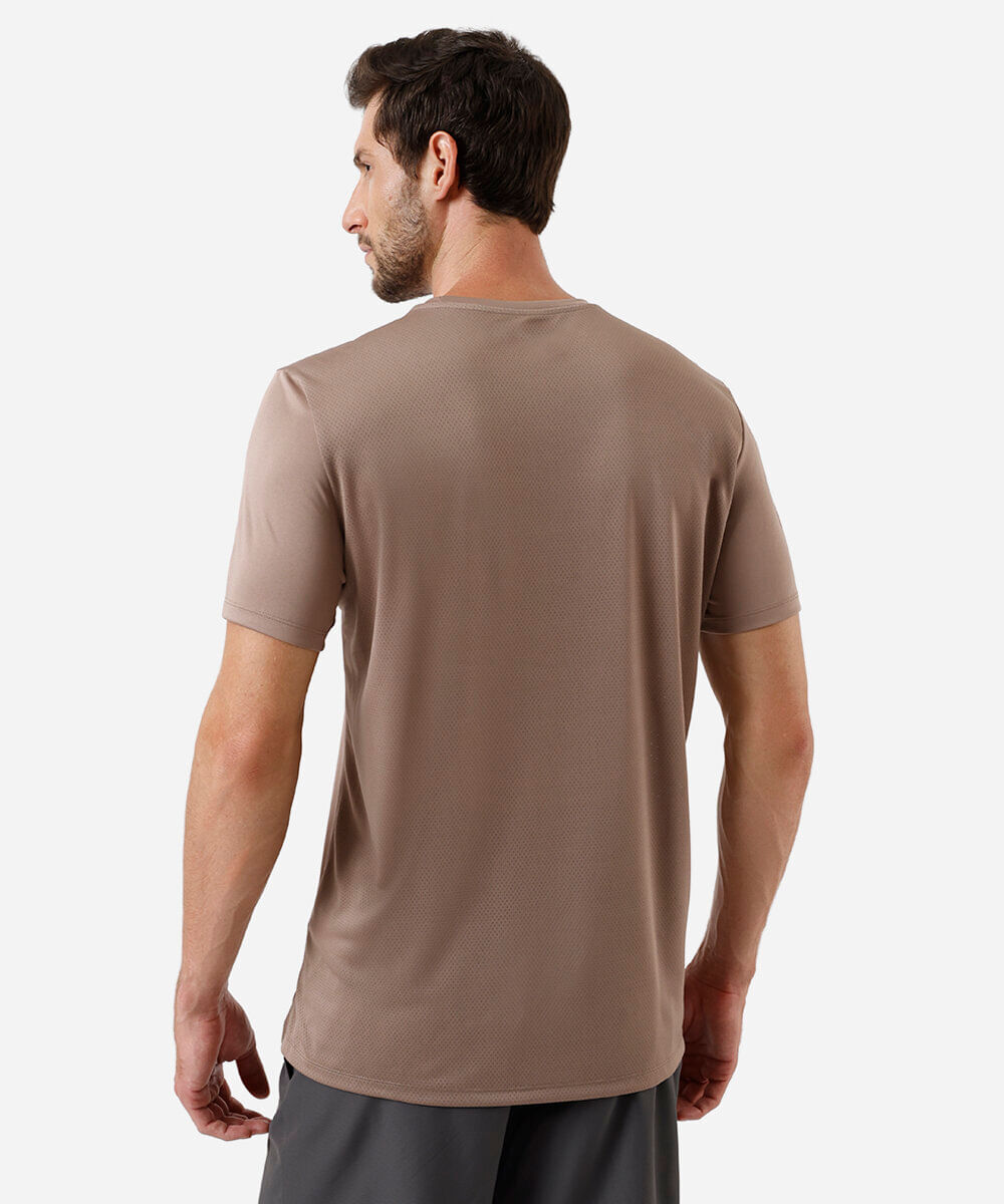 camiseta masculina esportiva refletivos manga curta marrom