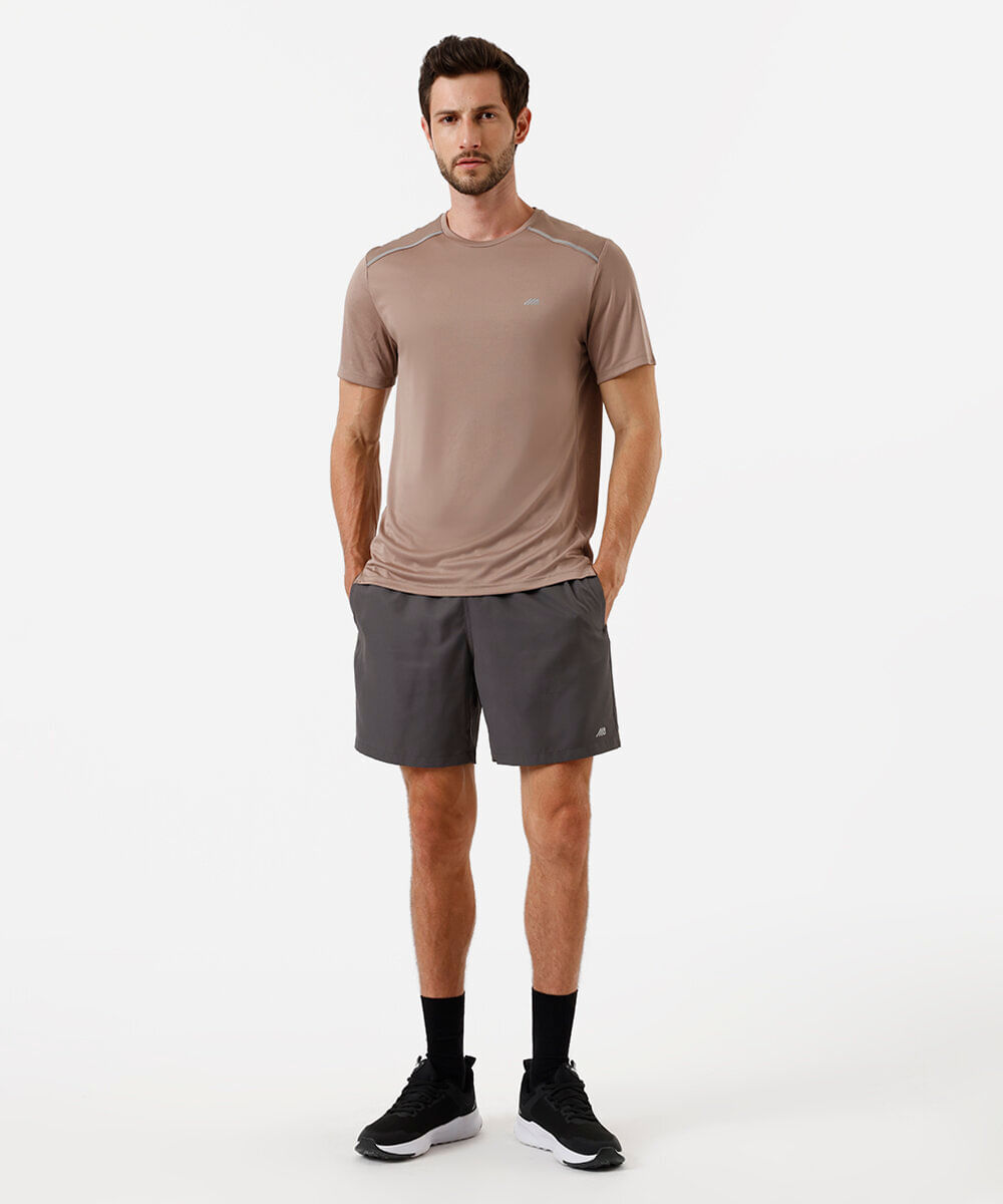 camiseta masculina esportiva refletivos manga curta marrom