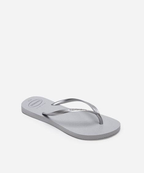 chinelo havaianas slim gloss glitter cinza