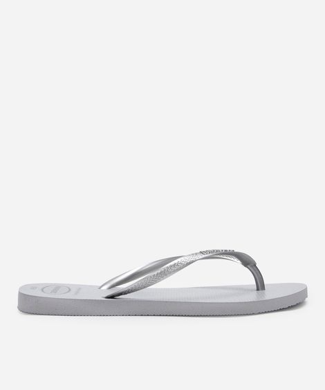 chinelo havaianas slim gloss glitter cinza