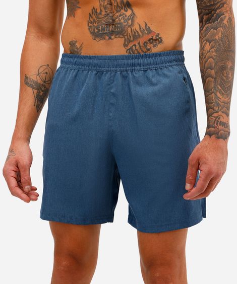 short masculino esportivo bolso com zíper - azul marinho