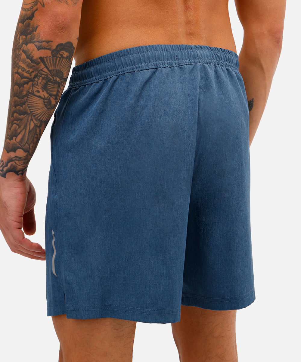 short masculino esportivo bolso com zíper - azul marinho