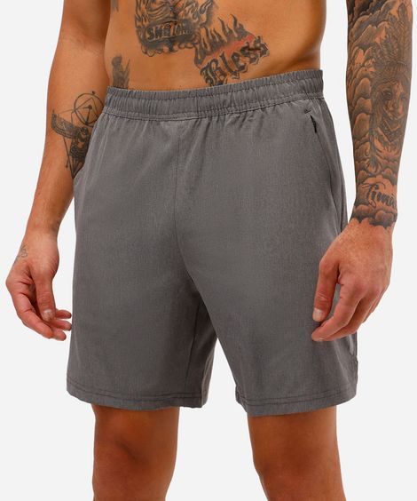 short masculino esportivo bolso com zíper cinza